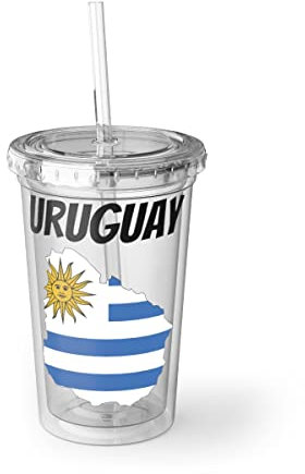 Taza de plástico de 16 onzas motivacional Uruguay Prideful Appreciation Puns Mujeres Hombres Ilustración hispana Bandera Uruguaya América Latina 16 oz / Transparente