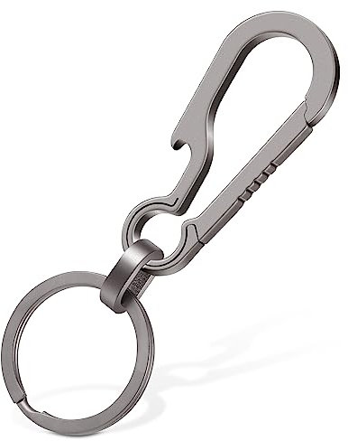 Ouligay Titan Karabiner Schlüsselanhänger Flaschenöffner Karabiner Titanium Carabiner Schlüsselanhänger Schnellverschluss Karabinerhaken Klein mit Schlüsselring für Camping Wandern
