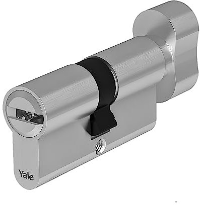 Yale Europäischer Zylinder für höchste Sicherheit mit Knopf für Schloss YC204KD304005N1 vernickelt, 30/40mm, 5 Schlüssel mit Snake Piste, 14 Pin