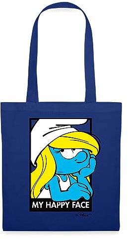 Spreadshirt Die Schlümpfe Schlumpfine Happy Face Stoffbeutel, One Size, Royalblau
