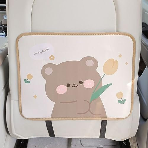 Auto Anti Kick Schutzmatten für Renault ScenicTaliant/Talisman/Twingo/Wind/Zoe, Kinder Anti Kick Pad für den Rücksitz, Leder-Anti-Kick-Autozubehör,Cute Bear 2