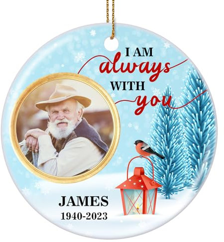 Personalisierte Weihnachtskugel, benutzerdefinierter Fototext Keramik Hängende Ornament Geschenk für Weihnachtsbaumschmuck, Babyparty, Verlobte, Paar, Familie