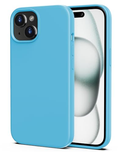 TIIXXA Silicone Case for iPhone 15 Case,Soft Ultra Slim Protective Shockproof Liquid Silicone Phone Case, Anti-Scratch Microfiber Lining, 6.1 Sky Blue