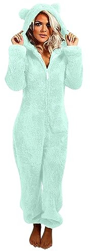 Combinaison Pyjama Femme Grenouillere Femme Combi Pyjama Tout En Un Chaud En Polaire,Combinaison Pyjama Barboteuse Polaire Capuche VêTement En Peluche Nuit Adulte Costume Loungewear GrenouillèRe,