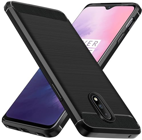 ivoler Silikon Hülle für Oneplus 7 / Oneplus 6T, [Militärischer Schutz] Stoßfest Handyhülle, Dünne Weiche Flexible TPU Kratzfest Schutzhülle Anti-Fingerabdruck Case Cover, Schwarz