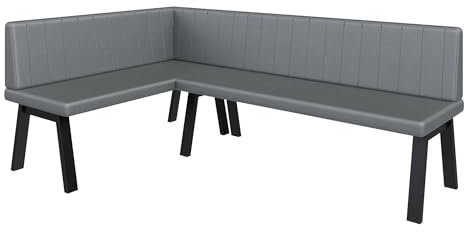 FURNISTAR Eckbank Akiko Metal A - Eckbankgruppe für Ihrem Esszimmer, Küche modern, Sitzecke, Essecke. Perfekt für Küche, Büro und Rezeption. Solide und Starke Verarbeitung. (128x196-Links-Soft29)