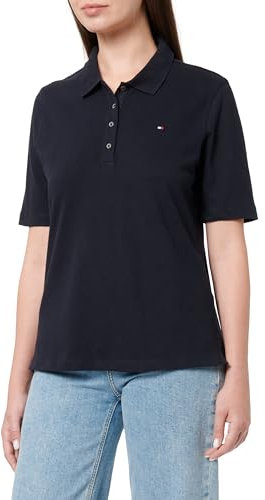Tommy Hilfiger Donna Maglietta Polo Maniche Corte Regular Fit, Blu (Desert Sky), M