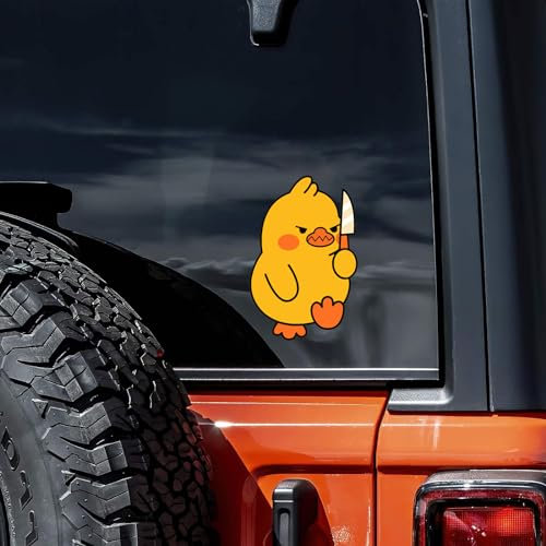 Nouiroy Crazy Chicken Aufkleber für Autos, reizendes Küken mit Messer, Auto-Aufkleber, wasserdicht, Vinyl-Aufkleber, lustige Dekoration, Aufkleber für Autos, Fenster, Stoßstangen, Computer, Laptop