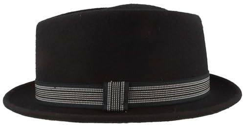 Breiter Rollbarer Filzhut Diamond Wollhut Wasserabweisend Pork Pie Hut knautschbar Dunkelblau L