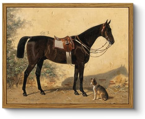 ARPEOTCY Leinwand Bilder mit Rahmen, Vintage Wandbilder, Klassisch Wand Deko Wohnzimmer Schlafzimmer Badezimmer Küche, Bauernhaus Zimmer Deko Aesthetic, Pferd Tier Painting, 20x25cm, klein
