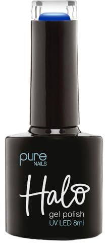 Halo Gel Polish 8ml - Stained Glass Blue. UV/LED Gel Nail Polish, Long Lasting & Easy To Apply. Nail Art Colours For Manicure & Pedicure. Gel Polish For Professional & Home Use.