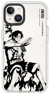 RhinoShield Crystal Clear Case kompatibel mit [iPhone 14/13] | Fortschrittliche Vergilbungsresistenz, Hohe Transparenz, Transparente Schutzhülle - Schwarz [One Piece/Ace B&W]