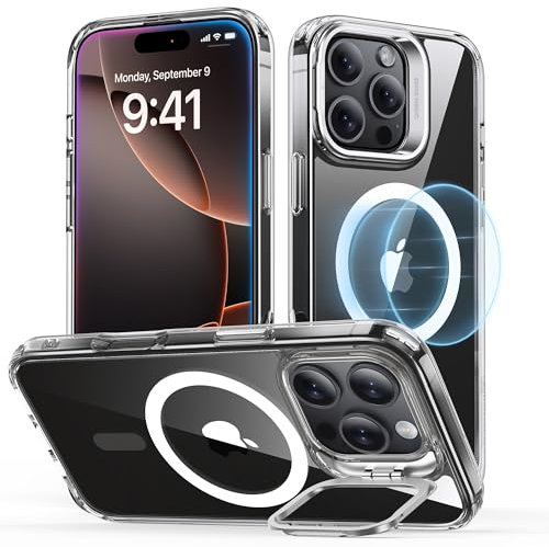 ESR for iPhone 16 Pro Case, Compatible with MagSafe, Military-Grade Protective Case, Built-In Stash Stand Phone Case, Scratch-Resistant Back Cover, Classic Series, Clear