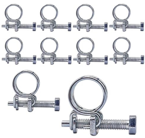 SKIR'CO Abrazaderas de manguera ajustables de doble alambre de 19-22 mm, abrazaderas de manguera de acero galvanizado, clips de manguera de diámetro ajustable (10 unidades)