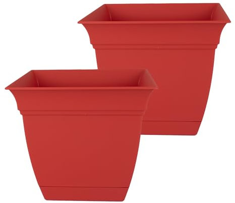 The HC Companies Lot de 2 jardinières, Rouge, 25,4 cm