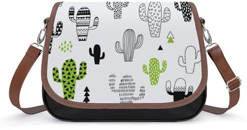 EJFICAHG Handtasche Für Frauen Kaktus Umhängetasche Leder Crossbody Bag Wasserdichte Messenger Bag
