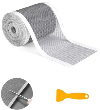 Kaizuca Shower Hair Strainer 100mm x 10m, Self-Adhesive Shower Drain Strainer, Disposable Mesh Hair Catcher with Plastic Scraper, Drain Filter for Showers, Bathtubs, and Kitchens