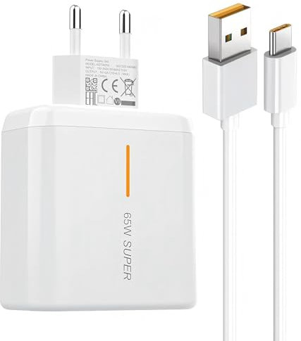 65W Cargador Rápido con Cable USB C 2M para OPPO Supervooc Charge Adaptador Carga Rápida Adaptador de Cargador para OPPO Find X7 X6 X6 Pro X5 X5 Pro X3 X3 Pro X2 Reno 10 9 8 7 6 OPPO A96 A94 A77 A76 A