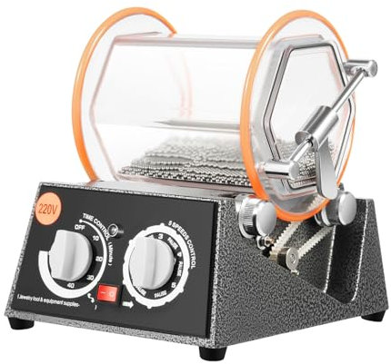 Levkitch Poliermaschine für Schmuck Poliertrommel Kugelmühle 3 Kg, 45W 5 Geschwindigkeitssteuerung, Rotary Jewelry Tumbler Polierer mit 10-60 Minuten Timer, Schmuck Polierer Maschine