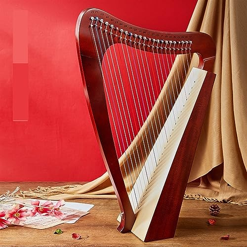 Lyraharfe, 15, 16, 19, 21, 23, 24 Saiten, tragbares Musikinstrument für Anfänger, Schoßharfe mit Gigbag, Stimmschlüssel für Ersatzsaiten, Plektren und Handbuch (Farbe: 23-string-Harp-Coffee)