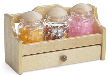 Odoria Puppenhaus Gläschen Regal Miniatur: 1/6 Maßstab Würzen Gewürzglas für Küche Speisekammer - Mini Wandregal Holz Esszimmer Restaurant