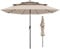 TANGZON 3M Lighted Garden Parasol, 3-Tier Heavy Duty Offset Umbrella with 32 LED Lights, Crank Handle & Tilt Adjustment, Outdoor Cantilever Umbrella Sun Shade Canopy (Beige)