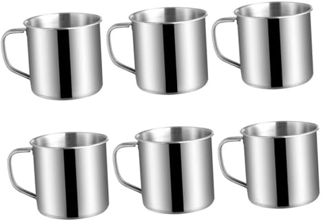 SAFIGLE 6 pièces Gobelets Inox Garçon Fille avec Poignée Mugs Petits Résistants et Anti-chute pour Eau Café Usage Quotidien Garçon Fille