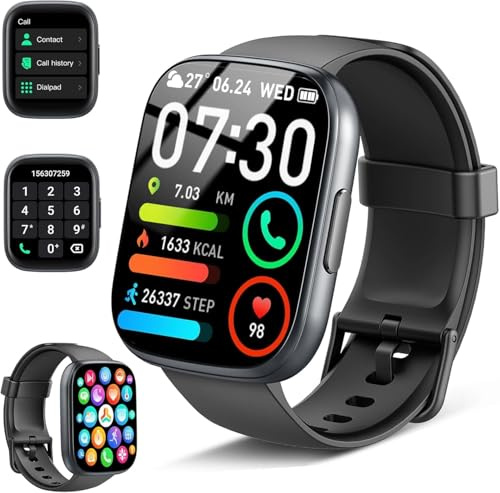 CILLSO Montre Connectée Homme Femme, 1.95 HD Smartwatch avec Appel Bluetooth, Montre Sport avec Cardiofrequencemetre/Sommeil/Podometre, 110+ Modes Sportifs, IP68 Étanche, Smart Watch pour iOS Android