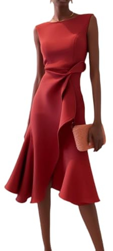 Sommerkleider Damen Leicht und Luftig Damenkleider Elegant Cocktailkleid Sommer Abendkleid Ärmellos Schicke Wickelkleid Festliches Kleid Hochzeit Festkleid A Linie Kleid Hochzeitsgast