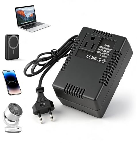 Wxeadu Convertidor de Voltaje 220V a 110V 300W, Convertidor de Transformador de Voltaje, Transformador Adaptador Reductor de Voltaje Adaptador Corriente de Viajetransformador Converter (Eu Plug)