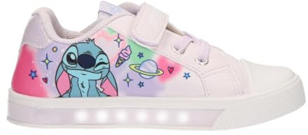 Disney Stitch - Sneakers Bambina – Scarpe Alte e Basse in Tela o Poliestere con o Senza Luci LED, Chiusura Lacci Zip o Strappo, Taglie 25–35 [7251 Sneakers LED Rosa - 30]