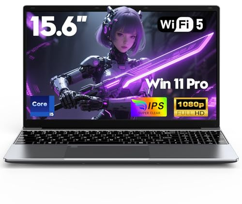 FUNYET Ordinateur Portable,2026 Laptop 15,6 Pouces, 16 Go de RAM, SSD de 512 Go,Core i5 6200U, écran IPS FHD 1920 × 1080, Batterie de 5000 mAh, Clavier rétroéclairé, Ouverture à 180°