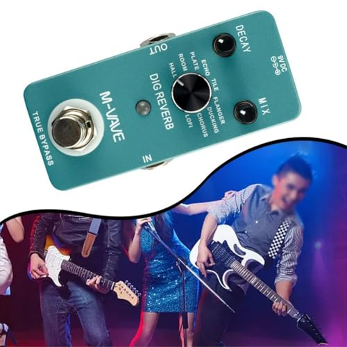 Lagomloot Pedale per effetti per chitarra digitale riverbero, 9 tipi di riverbero, con True Bypass e guscio in lega di zinco, per esercitazioni e prestazioni di chitarra elettrica