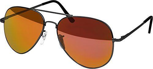 Balinco Hochwertige Pilotenbrille Sonnenbrille 70er Jahre Herren & Damen Sunglasses Fliegerbrille verspiegelt (Grey/Matt - Fire)