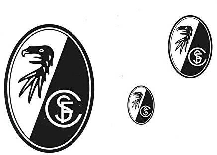 SC Freiburg Aufkleberkarte DREI Wappen kombatibel - Aufkleber, Sticker, Autoaufkleber, esichtaufkleber etiqueta engomada, autocollant