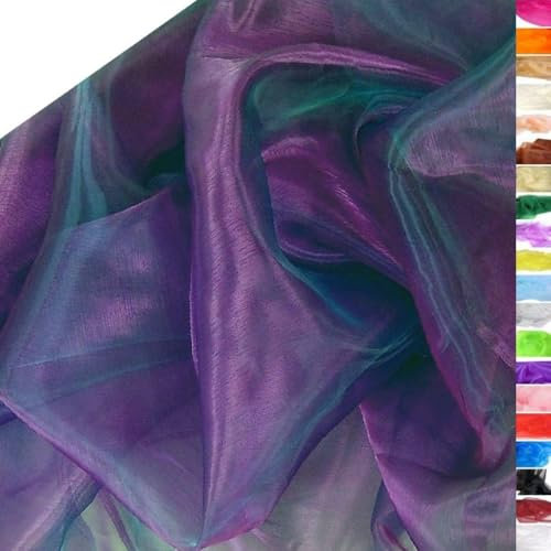TOLKO 1m Organza Stoffe zum Nähen Meterware | Hauch Zart, Fein, Durchsichtig | zum Dekorieren Basteln 145cm breit | leichter Glanz Stoff für Gardine Vorhänge Tischdecken Deko Schals (Aubergine)