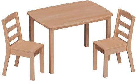 Holzspielzeug Peitz Kindersitzgruppe | Großer Kindertisch - 80 | Zwei Kinderstühle | Kindergarten-Möbel 8019