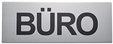 BÜRO Schild aus eloxiertem Aluminium - Große 16 x 6 cm - Mit starker Klebefläche der Qualitätsmarke 3M - Selbstklebend - 1 mm Dicke - Büroschild - Türschild - Büro - Klebeschild