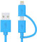 Apple MFi Certified 2 in 1 iPhone Charger Lightning Cable and Micro USB to USB Charger Cord, Compatible iPhone X, 8, 8 Plus,7 Plus, Android Data Cable 2 in 1 Blue(3 FT)