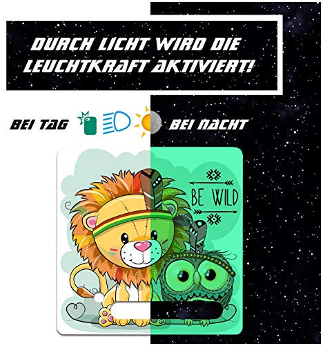 yabaduu Schutzfolie Schutzcover für Toniebox passgenau selbstklebend kindgerecht Folie Zubehör für Kinder Spielzeug (Y031-46 Löwe mit Eule, Nachtleuchtend)
