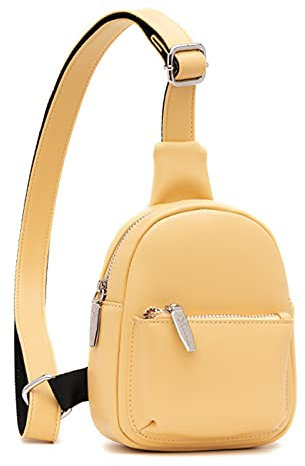 FANDARE Mode Brusttasche Damen Sling Bag Frauen Umhängetaschen Mädchen Schultertasche Sporttasche Crossbody Bag für Freien Reisen Wandern Hiking Joggen Crosscover Daypacks Gelb