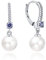 JO WISDOM Damen Perlen Ohrringe Perlenohrringe Silber 925 Hängend Hochzeit Ohrringe mit 8MM Perlen 3A Zirkonia Dezember Geburtsstein Tansanit Farbe,Schmuck für Frauen