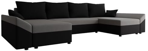 Mirjan24 Ecksofa Chione U mit Bettkasten und Schlaffunktion, 4 Sitzer Eckcouch, U-Form Sofa für Wohnzimmer, symmetrisches Ecksofa, Polsterecke mit Bettfunktion, Wohnlandschaft (Alova 04 + Alova 36)
