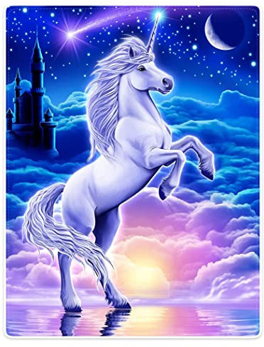 YISUMEI Decke 150x200cm Schlossnebel Einhorn Weich Kuscheldecke Geschenk Sanft Flanell Fleecedecke