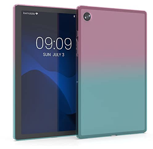 kwmobile Schutzhülle kompatibel mit Samsung Galaxy Tab A8 10.5 (2021) - Hülle Silikon - Tablet Cover Case - Zwei Farben Pink Blau Transparent