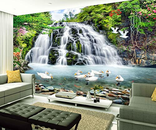 XAONUO Tombe Papier Peint Intissé Tapisserie Murales Panoramique 3D Cascade Lac Paysage 140X70Cm Papier Peint Moderne De Papier Peint De Mur De Fond De Sofa De Salon