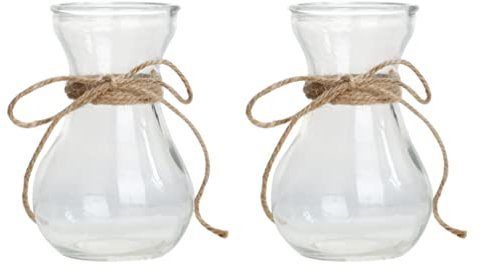 Happyyami 2 Stücke Glas Hyazinthe Vase Klar Dekorative Vase mit Schnur Seil Flaschen Hydroponische Pflanze Home Office Tischplatte Herzstück