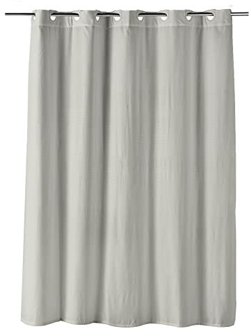 Douceur d'Intérieur, Rideau Douche avec Œillets Clipsables (180 x 200 cm) Dotty Gris Clair, Microfibre Gaufrée