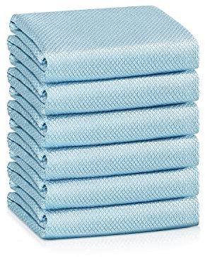 Streak Free Miracle Cleaning Cloths Easy Clean Nanoscale,Fish Scale Microfiber Window Mirror Glass Car Stainless Steel Cleaning,Lint Free Dish Cloth Wine Glass Polishing Towel,Reusable,Pack 6,Blue