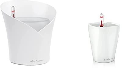Lechuza ORCHIDEA Vaso da fiori per interni e interni, senza foro di drenaggio & Premium Mini Deltini 13 centimetri alto, Bianco Laccato Auto Watering Pianta & amp; Herb Indoor Planter Pot